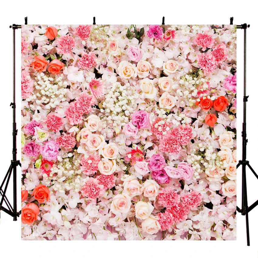 

Виниловый фон для фотостудии с изображением цветов на свадьбу, день рождения, вечеринка в честь рождения ребенка, размер на заказ, розовые р...