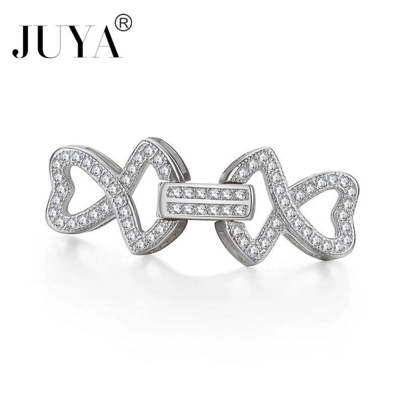 

JUYA AAA Cubic Zirconia Fastener Clasp Hooks DIY Handmade Jewelry Findings Copper Fold Over Bbuckle Clasps Connector Accessories