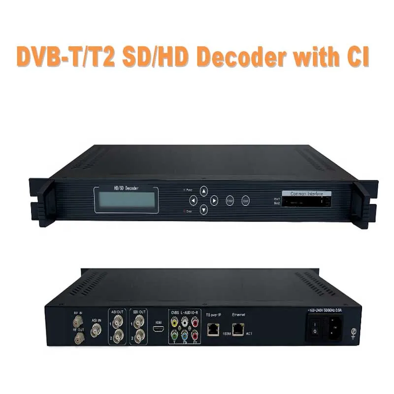 DVB-T/T2 декодер формата HD (DVB-T/T2 + ASI IP in 2 * CI AV HDMI SDI YPbPr out) цифровой тв Headend System SC-5311 |