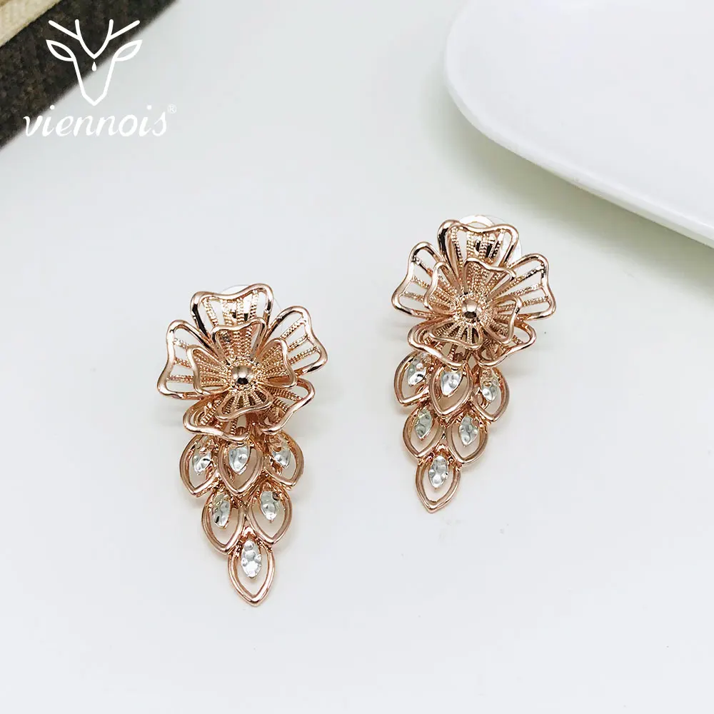 Viennois модные золотые/розовые золотые серьги с цветком для женщин роскошные