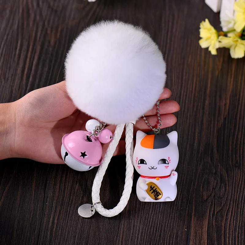 Maneki Neko Lucky Cat Fat Cat Брелок меховой помпон помпоны женская кожаная брелок металлические брелки для ключей ключи от машины сумка Подвеска Шарм D42