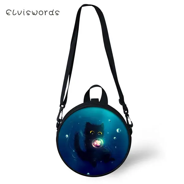 CDWX1147I ELVISWORDS Women Round Shape Crossbody Bags Dreamastic Cats Prints Cute Girls Small Purses Kawaii Pattern Women Shoulder Bags - Цвет: CDWX1147I