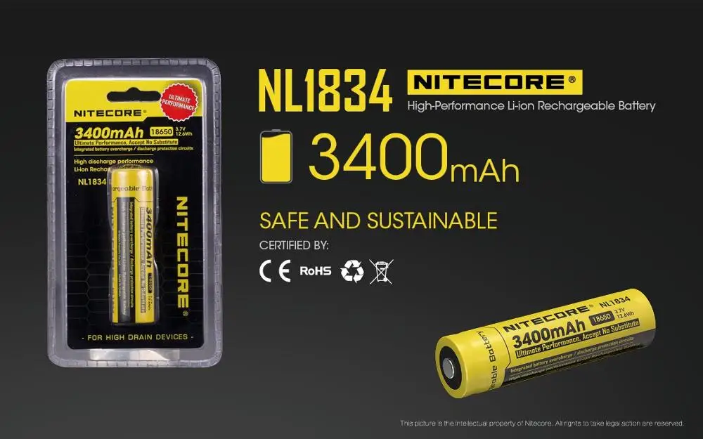 NITECORE P10GT CREE XP-L HI V3 900 люмен светодиодный фонарик с батареей NL1834 3400 мАч