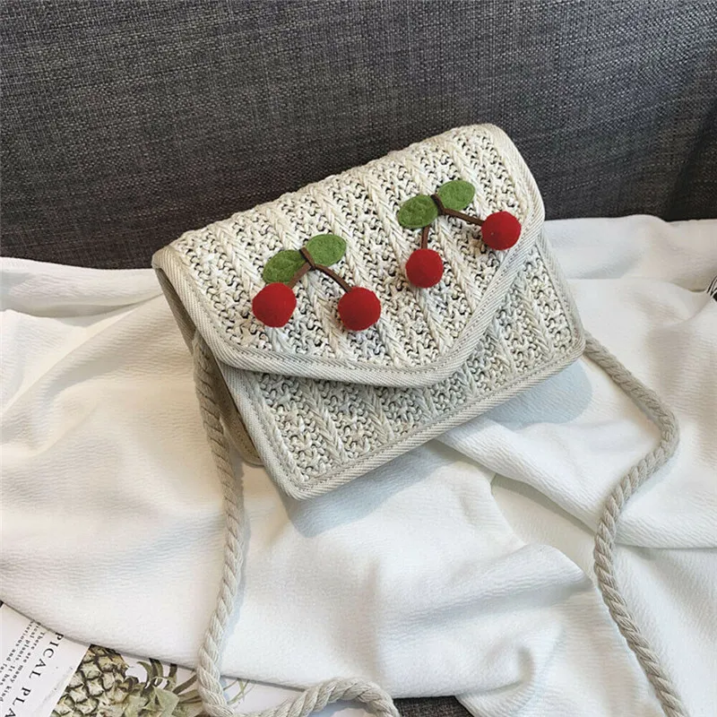 Женская Соломенная пляжная сумка Boho плетеная тканевая тоут с экзотическими