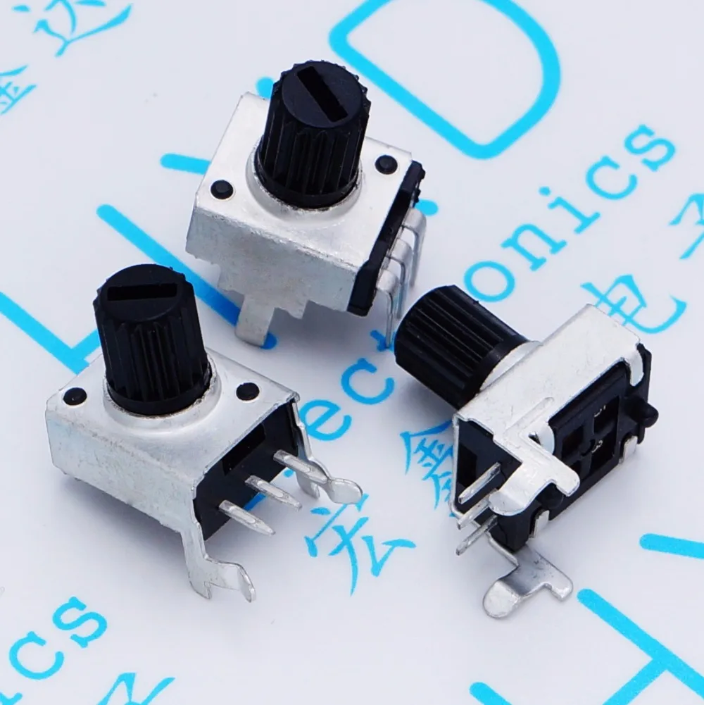 

100pcs/lot Short handle 7.5mm RV09 potentiometer Bend foot / Vertical 10K 50K WH09 B103 B503 adjustable power 0932