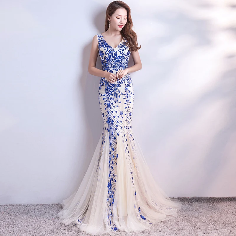 2018 Haute Couture Элегантное длинное вечернее платье сексуальное с v образным вырезом