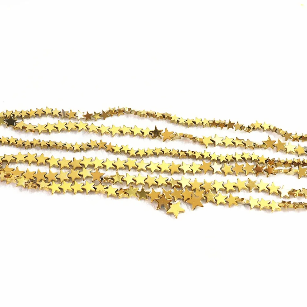 Gold-color Hematite Stone HOT Sell 6mm 8mm 10mm Natural Fashion Star Shape Beads Loose 15 Inches B199 | Украшения и аксессуары