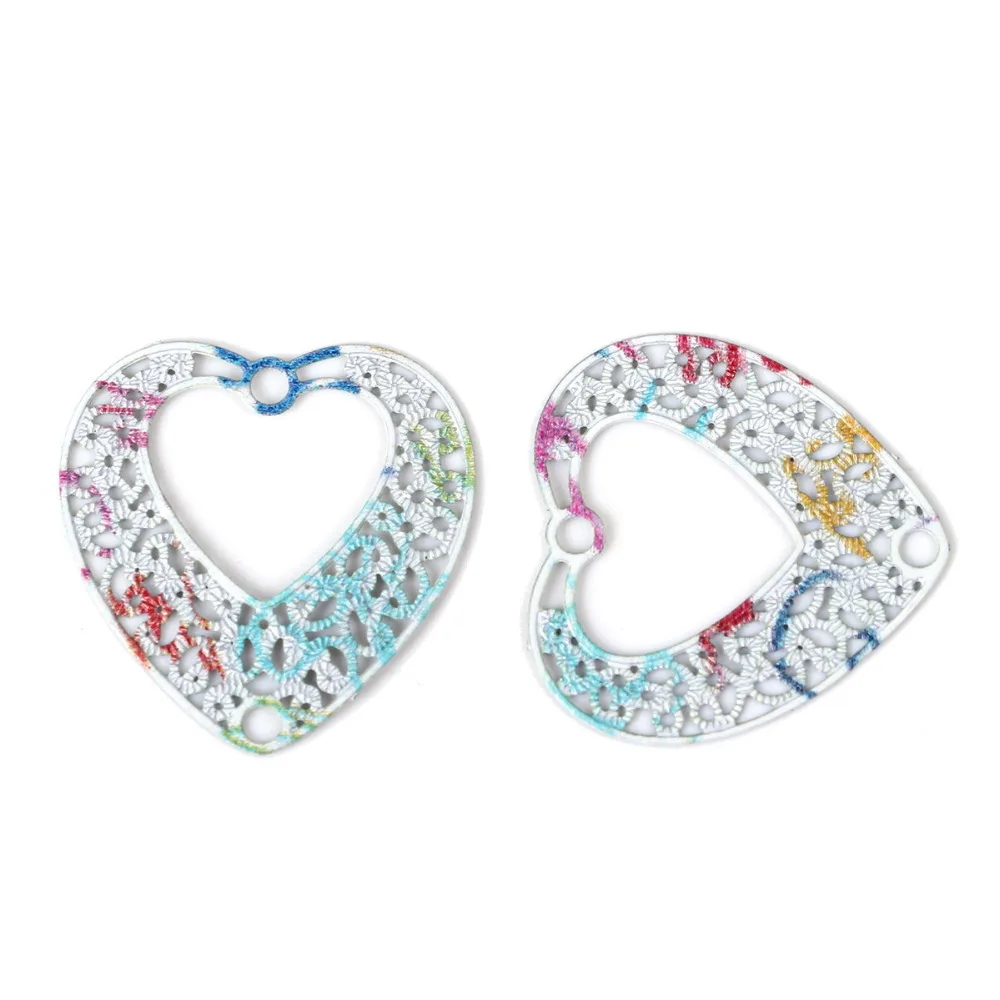 DoreenBeads 10 шт. металлический сплав живопись полые цветы разноцветные филигранные