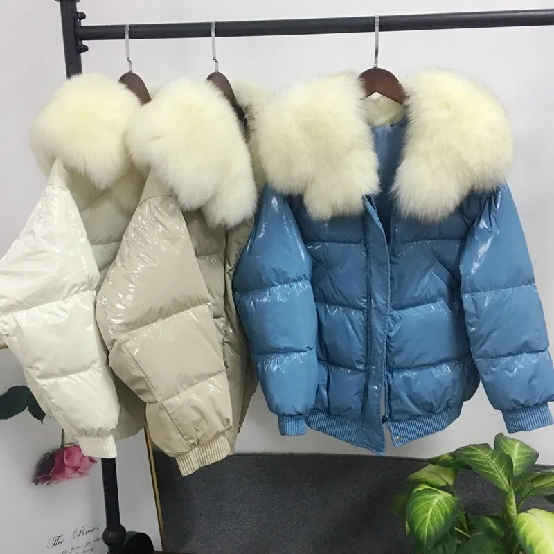 Big Real Fox Fur Collar 2019 Winter Jacket Women 90%White Duck Down Female Oversive Thick Warm Parka Coat | Женская одежда