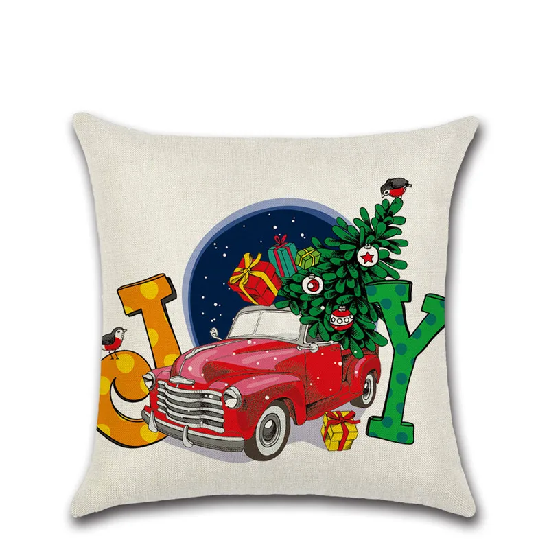 Merry Christmas Red Car with dog Santa Claus Tree Cushion Cover Decoration for Home kids bedroom friend gift sofa Pillow case | Дом и сад