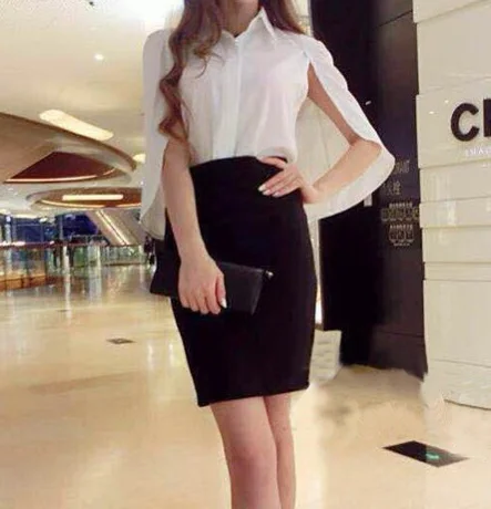 Блузка женская формальная шифоновая летняя 2017|vetement femme|chiffon cape topcape top |