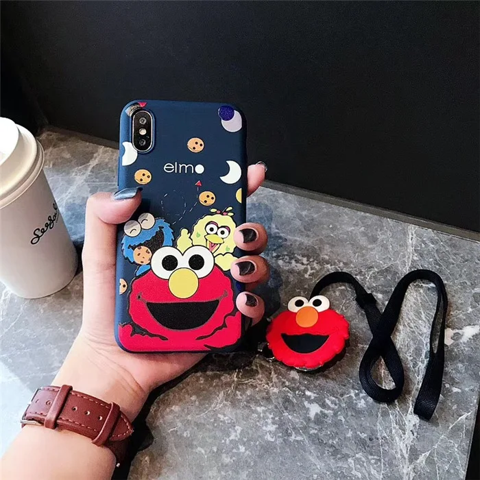 Милый чехол Sesame Street Elmo с карикатурой для iPhone 6 Puls 6S 7 8 X XS Max XR из мягкого силикона с модным карабином.