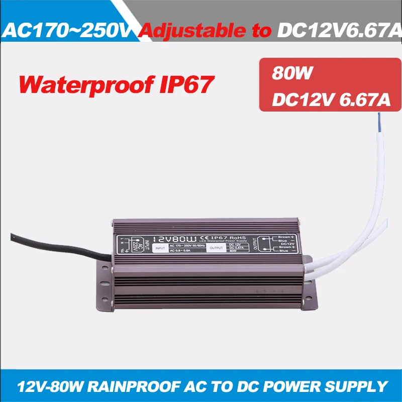 Бесплатная Доставка! 80W60W импульсный источник питания с IP67 Водонепроницаемый