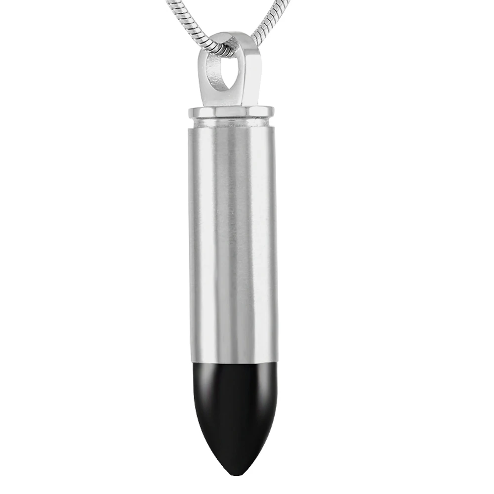 

Fashion Men's Bullet Memorial Jewelry Ashes Keepsake Pendant for Human/ Pet Ash Holder Stainless Steel Cremation Urn Necklace