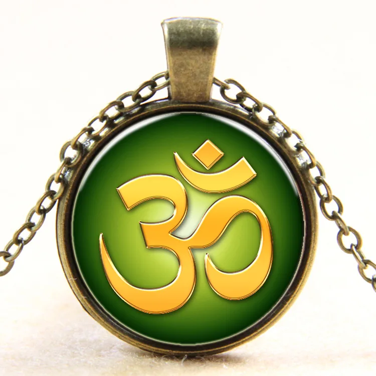 OM Namaste модное ожерелье с подвеской для йоги стеклянный кабошон винтажные