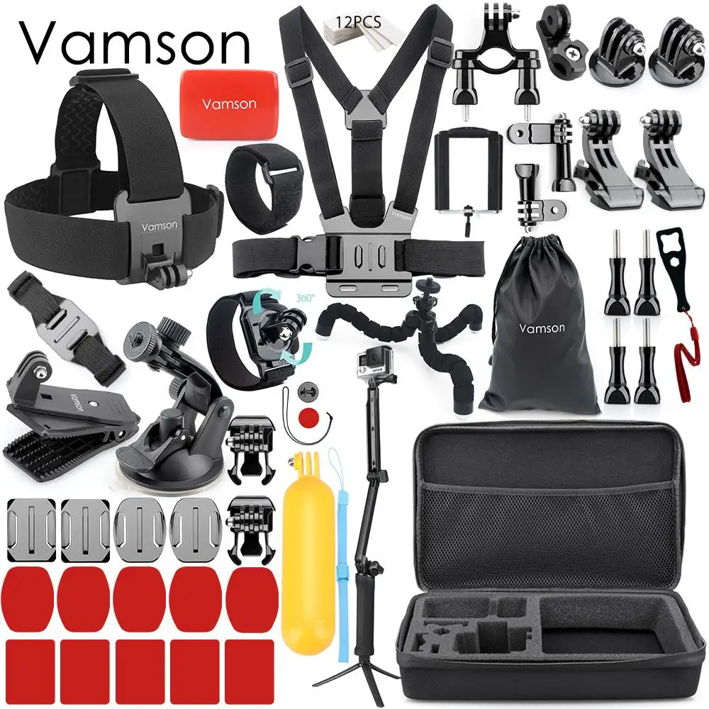 Vamson Accessories for Xiaomi Yi 4K Gopro Hero 7 6 5 4 Set Kit Adapter Mount Storage Bag Tripod Eken Camera VS161 | Электроника