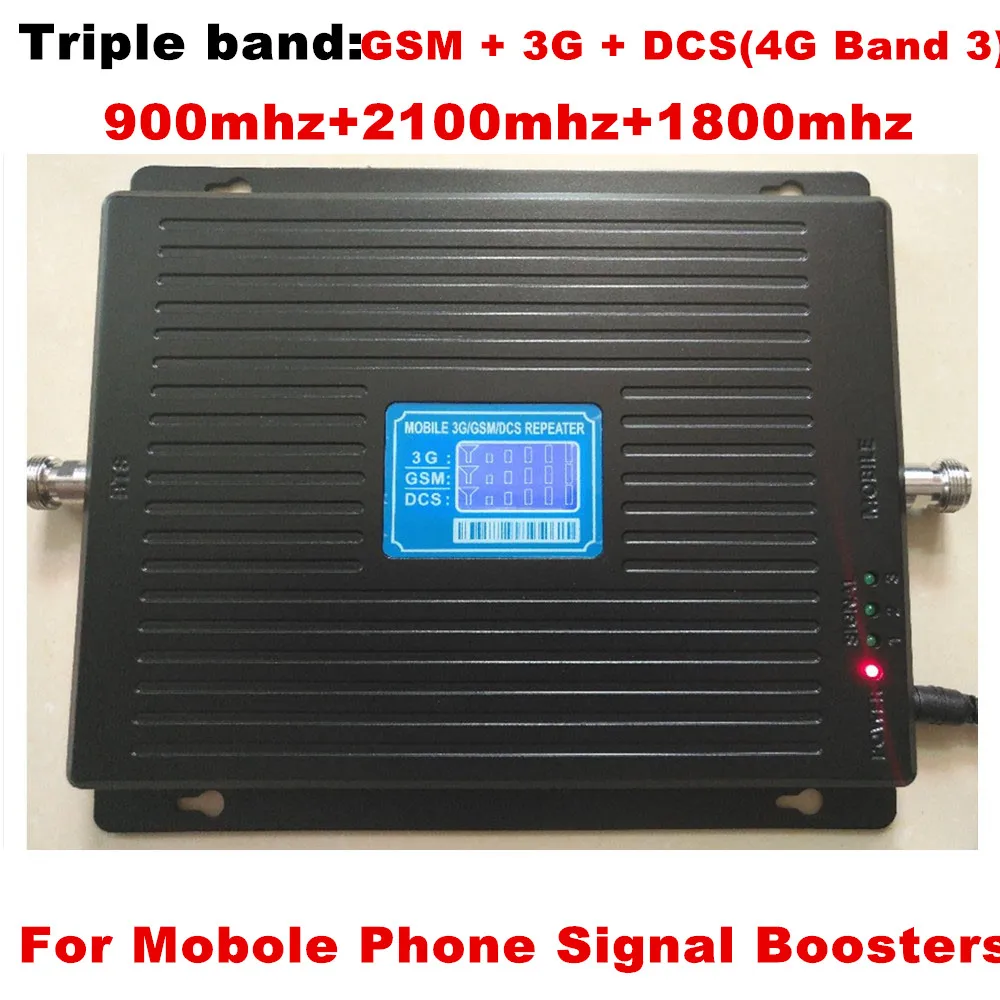 Новейший трехполосный ретранслятор 2g 3g 4g LTE 900mhz 1800mhz 2100mhz GSM DCS WCDMA для мобильного