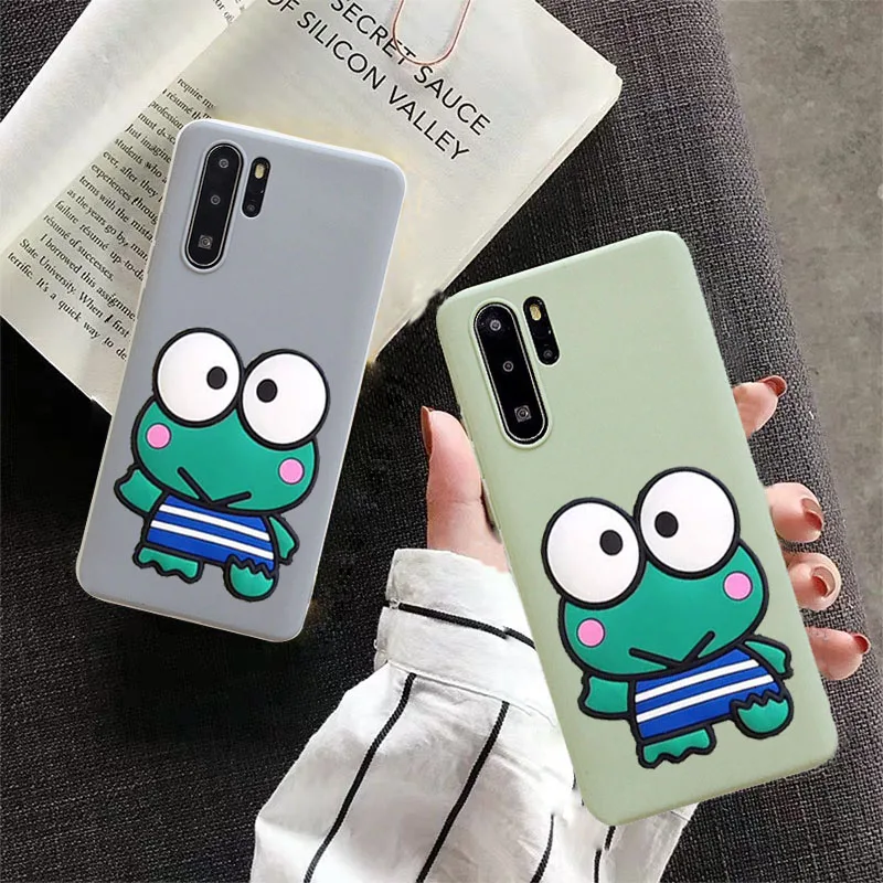 Тонкий мягкий ТПУ чехол с объемным рисунком лягушки для Huawei P30 P20 Lite P10 P9 Honor V10 V20 8X Y7
