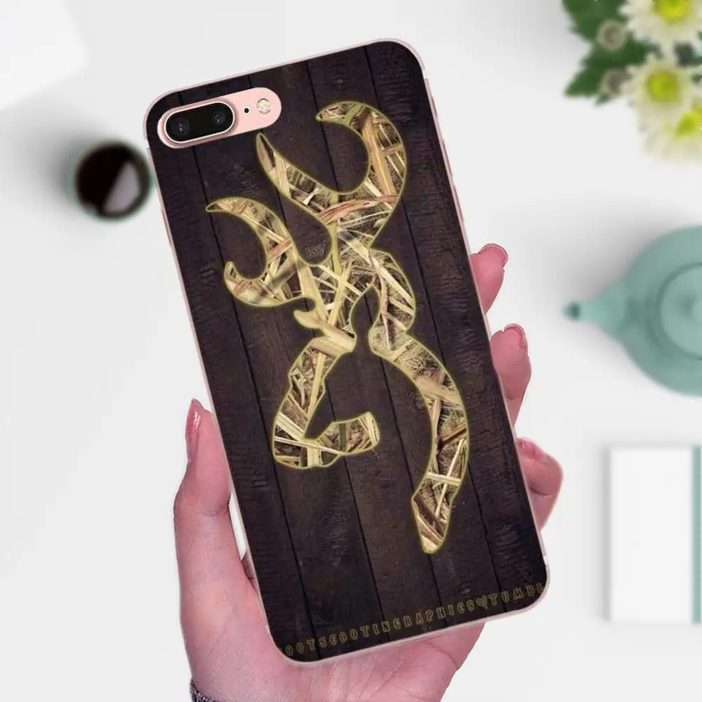 Мягкий чехол для Apple iPhone 4 4S 5 5C 5S SE 6 6S 7 8 Plus X XS Max XR коричневый охотничий олень |