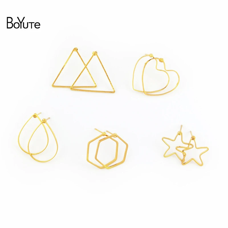 BoYuTe (25 пар/лот) классические геометрические позолоченные серьги-гвоздики для
