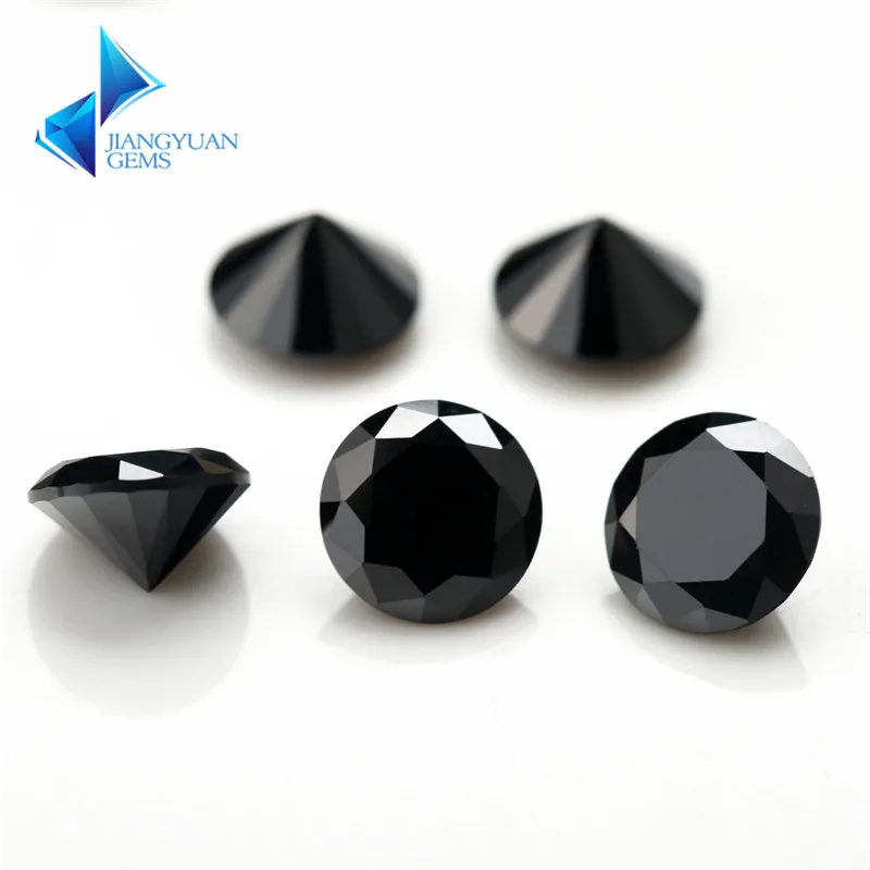 1000pcs AAAAA+ 0.8~4mm CZ Stone Round Cut Black Color Cubic Zirconia Synthetic Gems For Jewelry