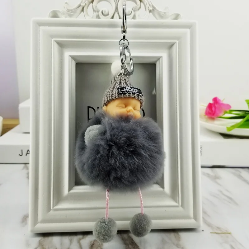 

Baby Fluffy Ball Keychain Pom Poms Ball Key Chains Decorative Pendants for Women Kids Bags Car Key Accessories Wedding Gifts