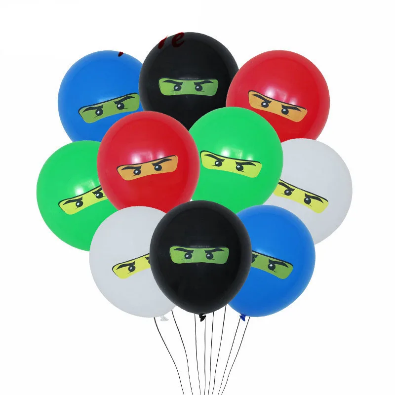 Насыщенный сапфировый 10pcs/lot for Boys Kids Ninjago Theme Birthday Party Balloon Set, 12inch Latex Ninjago Balloon Party Deco Home Deco Favor Ninja - Цвет: Насыщенный сапфировый