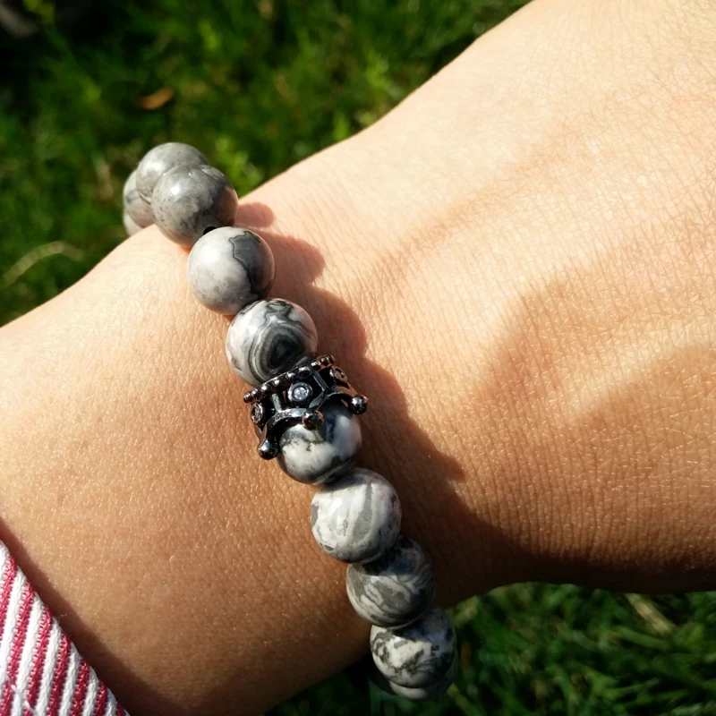 8 мм Мужской натуральный матовый камень оникс браслет эластичный микро