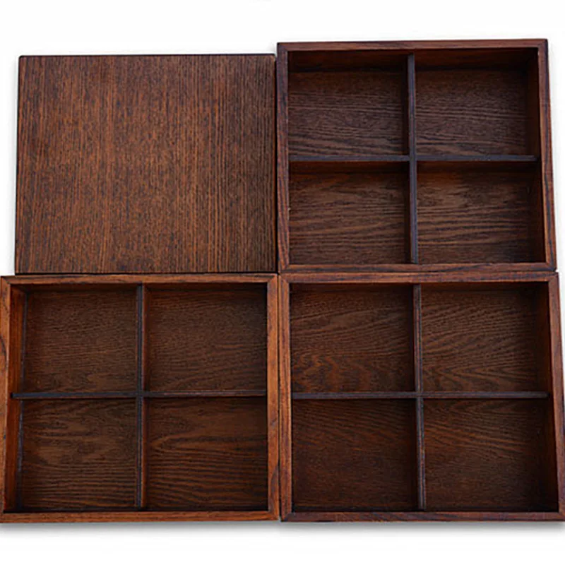 Японская однотонная деревянная коробочка для обедов трехслойная коробка суши