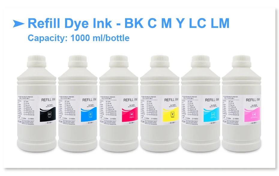 6x1000 мл Универсальный чернилами пополнения чернил комплект для Epson SureLab D700 для Fuji dx100 Stylus Pro 7600 9600 7000 7500 9000 10000 10600