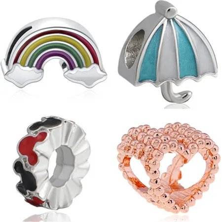 Эмаль маленький Зонт Радуга микки кролик девочка подвески бусины подходят