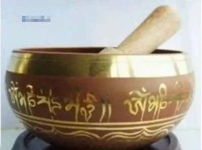 

Rare Superb Tibetan OM Ring Gong YOGA Singing Bowl YF +8cm