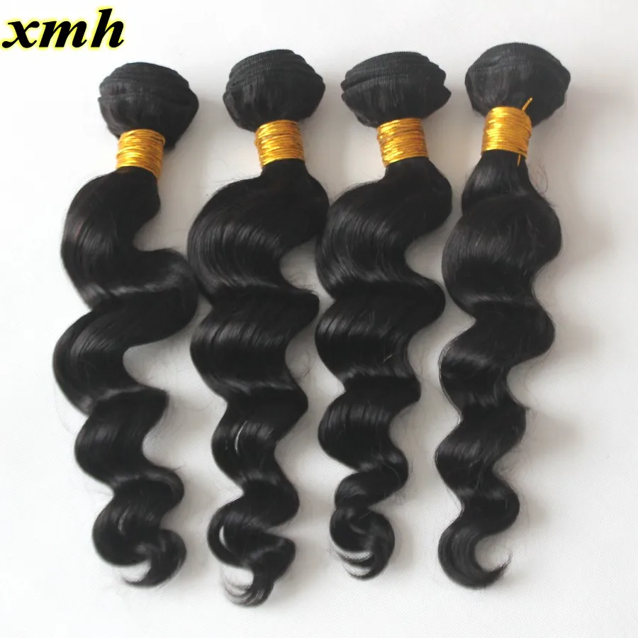 4 Bundles Brazilian Virgin Loose Wave Curly Hair Extension 100g/pc 9A Hotsale Human Weave Machine Double Weft Free Shipping |