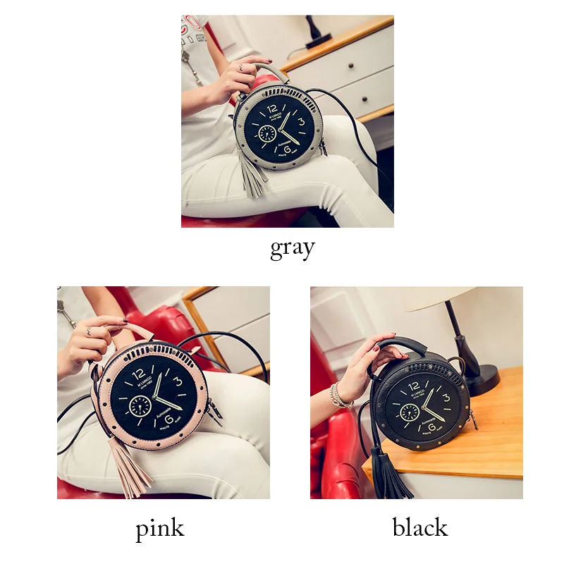 Fashion Women Handbags Watch Style Creative Alarm Clock Cute Personality Funny Messenger Bag Three-color Portable | Багаж и сумки