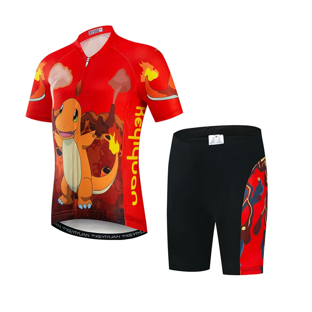 

2019 Keyiyuan Summer New Children's Outdoor Riding Equipment Quick-drying Breathable Red Short Sleeve Set