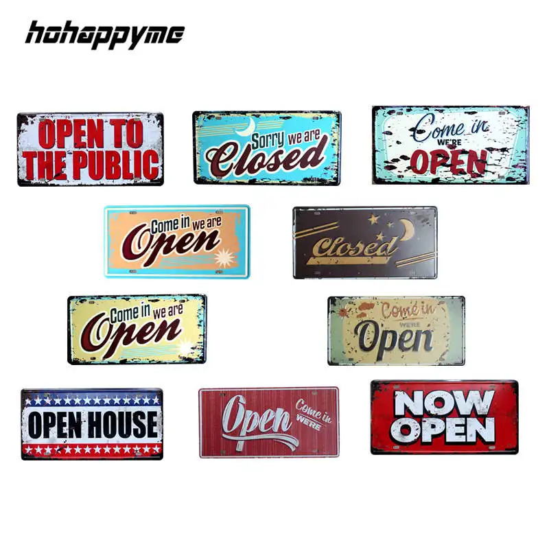Hohappyme открытые закрытые знаки часы магазина винтажные таблички декоративная