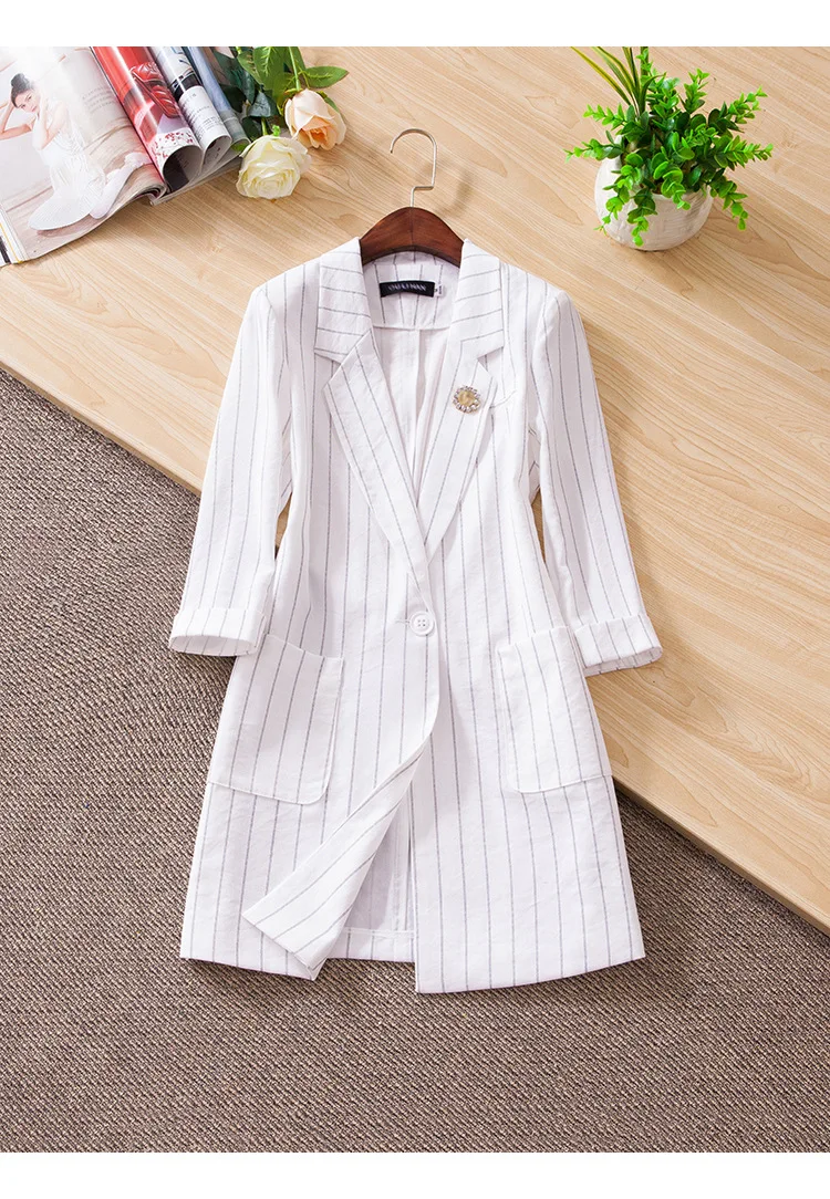 Jacket female  spring new style black temperament suit jacket female wild self-cultivation casual stripes OL professional suit