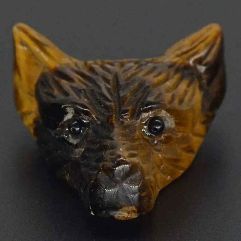 

1.4" Howling Wolf Figurine Yellow Tiger Eye Gemstone Animal Pendant Hand Carved Stone Necklace Jewelry Man Fashion