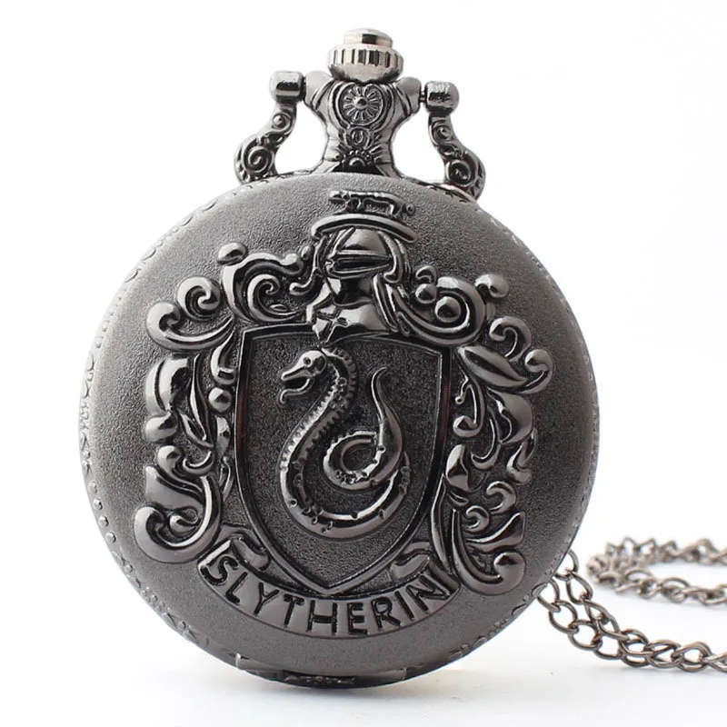 В стиле ретро винтажном Цвет Черный Змеиная кожа кварцевые карманные часы