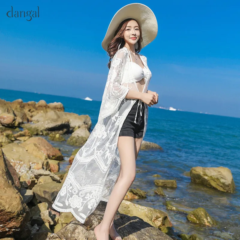 Женские сексуальные кружевные блузки DangalFashion с защитой от солнца длинные тонкие