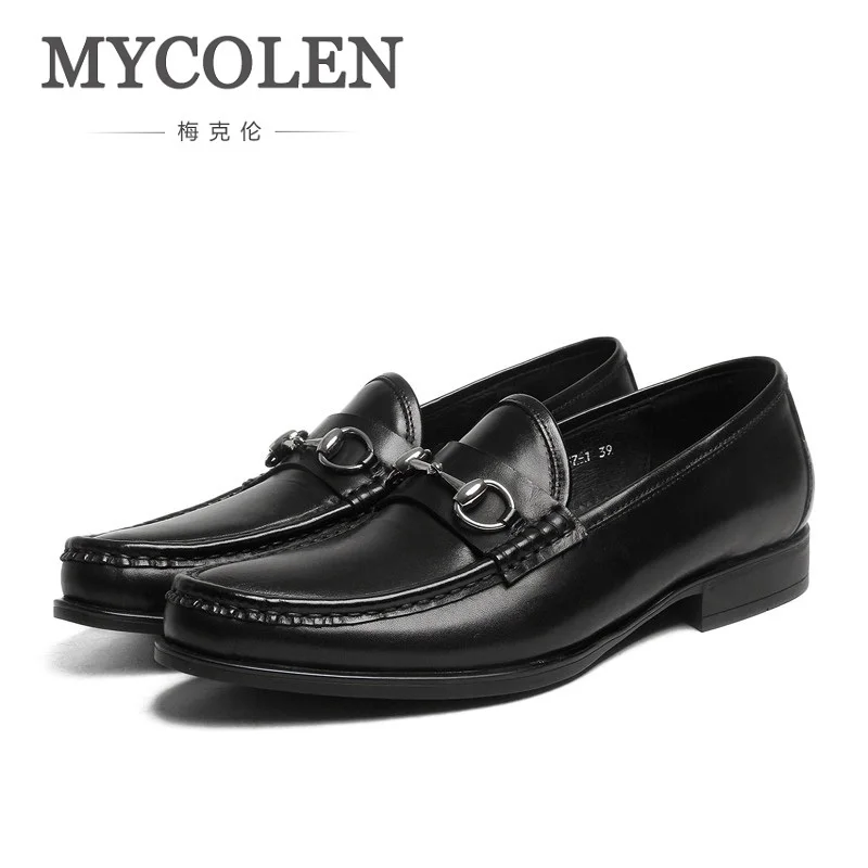 MYCOLEN/брендовая модная мужская обувь; мужская деловая обувь из натуральной кожи; дышащая мужская обувь в деловом стиле; Chaussure - Цвет: Черный