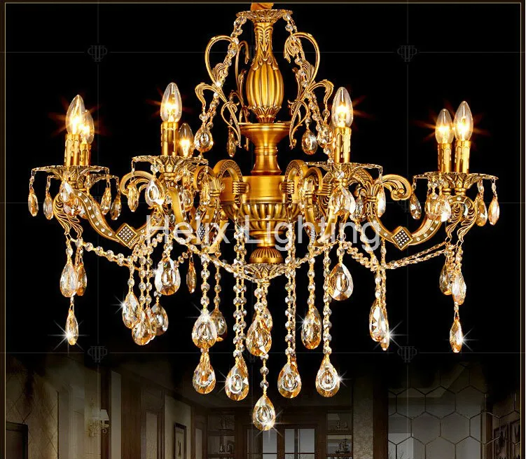 

Free Shipping Brass Color and Red Brass Chandelier AC100-240V Romantic chandelier Pendant Lamp K9 Golden Crystal Penadnt Lamp