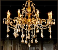free shipping brass color and red brass chandelier ac100 240v romantic chandelier pendant lamp k9 golden crystal penadnt lamp