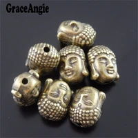 graceangie 40pcs antique bronze tone alloy buddha head charms hole 2mm necklace bracelet craft hot beads 1198mm jewelry