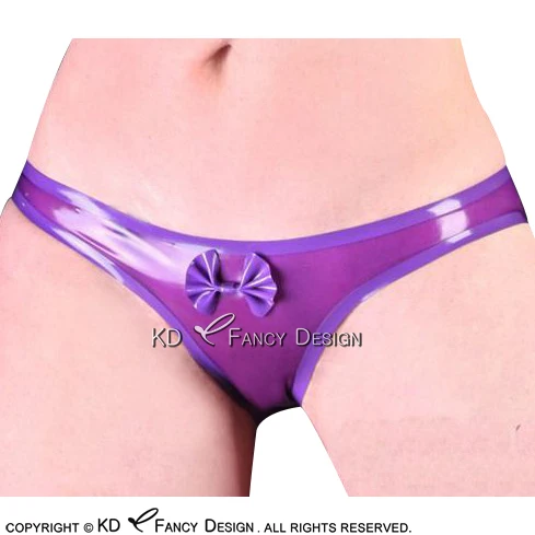 two purple color Сексуальные латексные трусы с украшением в виде цветов, резиновые шорты под брюки, нижнее белье размера плюс DK-0145 - Цвет: two purple color