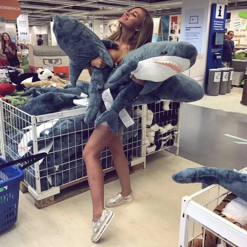 

50" Russia Ins Popular Trick Shark Stuffed Pillow Plush Sea Animal Toys Cushion for Girlfriend & Boyfriend Soft Big Size Gift