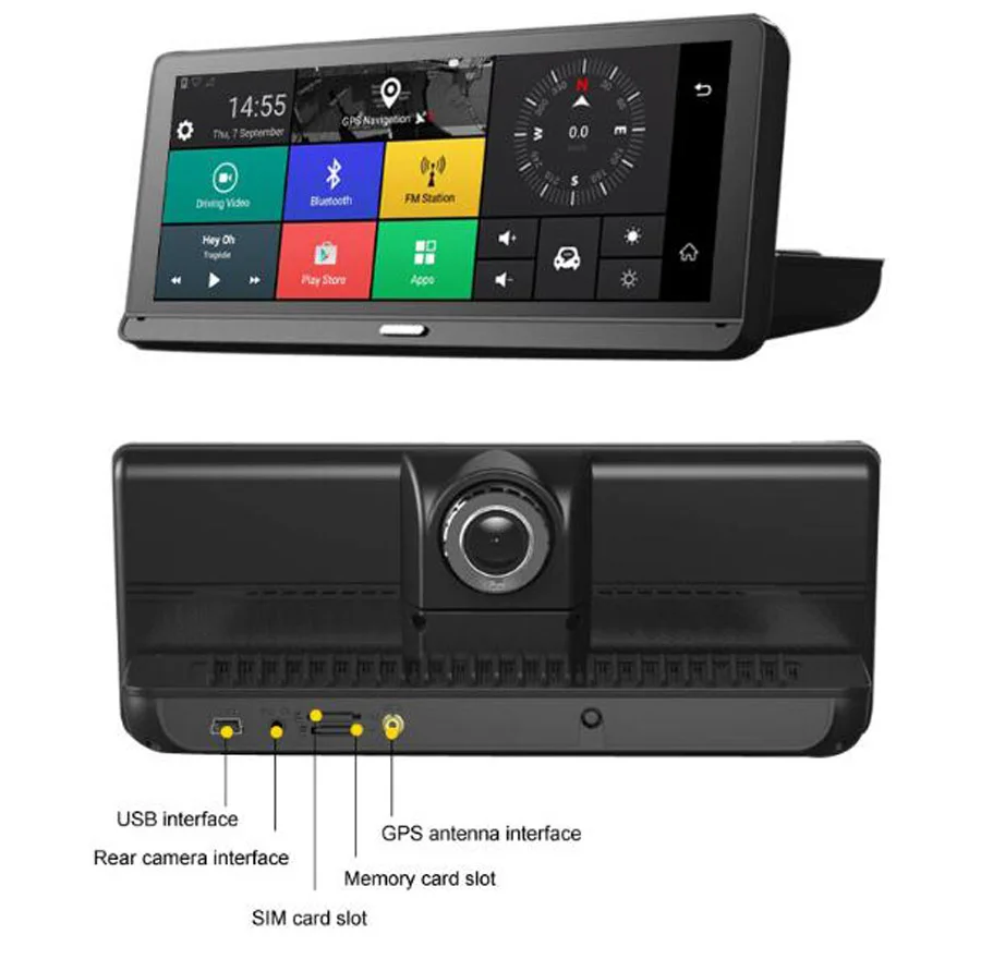 Автомобильный видеорегистратор QUIDUX " ips 4G Android, камера с gps навигацией, ADAS Full HD 1080 P, Автомобильный видеорегистратор с камерой заднего вида