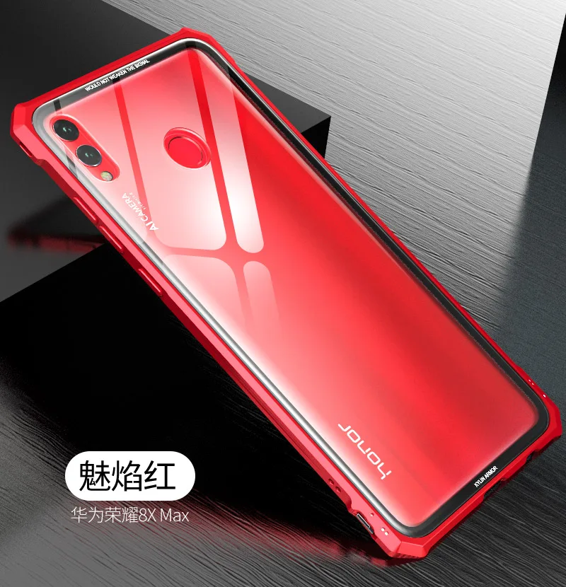 Роскошный чехол для huawei Honor 8X/8X Max/Enjoy Max, алюминиевая металлическая рамка, бампер и прозрачная задняя крышка из закаленного стекла funda