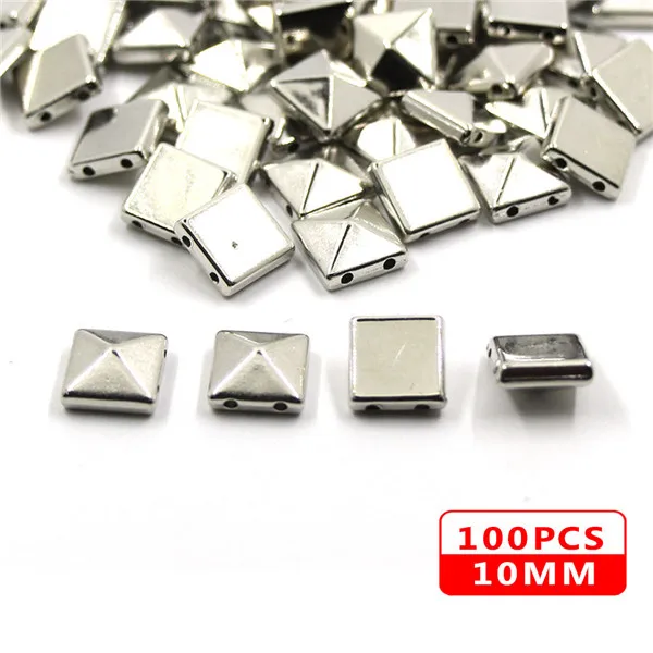Flat Pyramid Sliver 100 шт шьют заклепки CCB пирамиды конусные заклепки все виды пластиковых шпильки серебристые золотые черные шипы для кожаной одежды аксессуары DIY - Цвет: Flat Pyramid Sliver