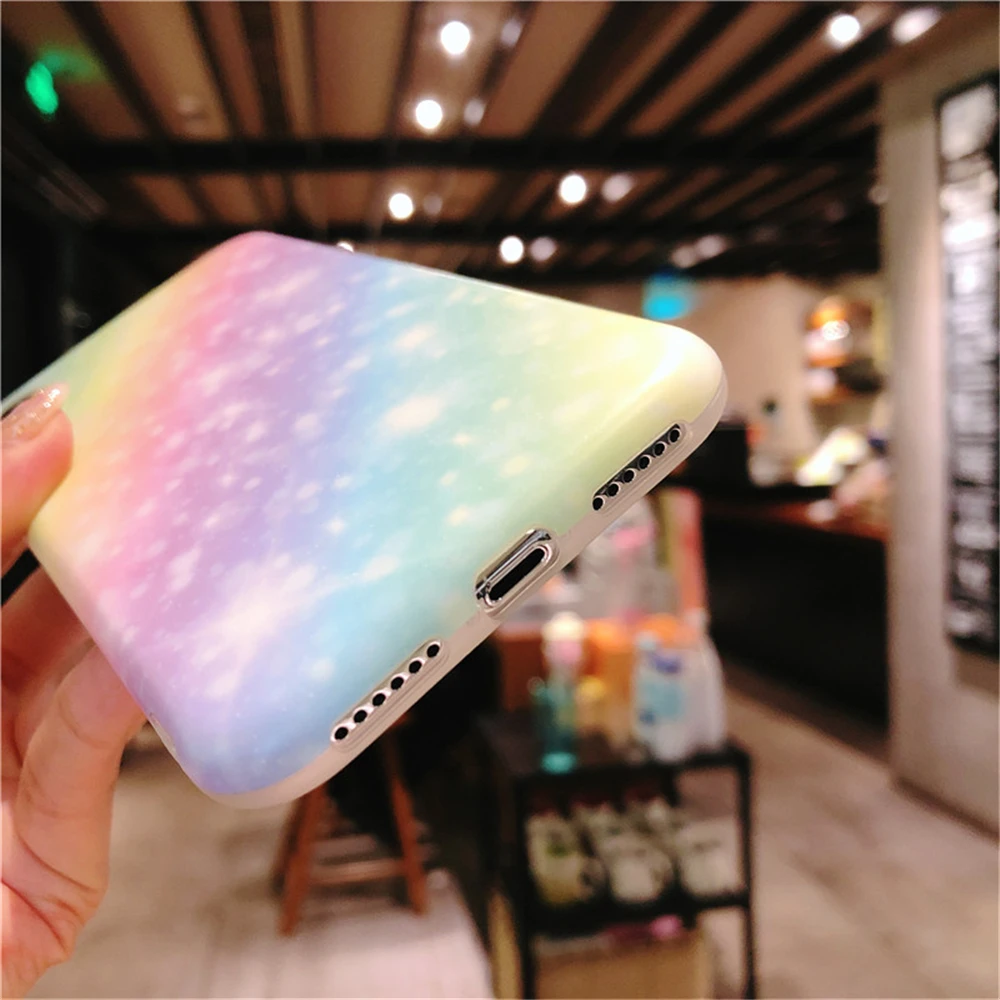 Cases For Iphone 8 High Quality Soft TPU Matte Shockproof Phone Case 8Plus Rainbow Lovely Gradient Pattern Back Cover |